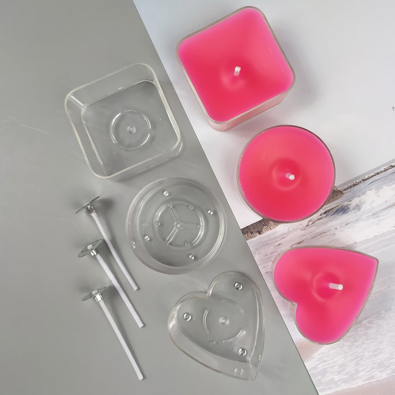 High Transparent Plastic Tea Wax Cup Handmade DIY Homemade Romantic Atmosphere Small Candle Cup Love Square Round