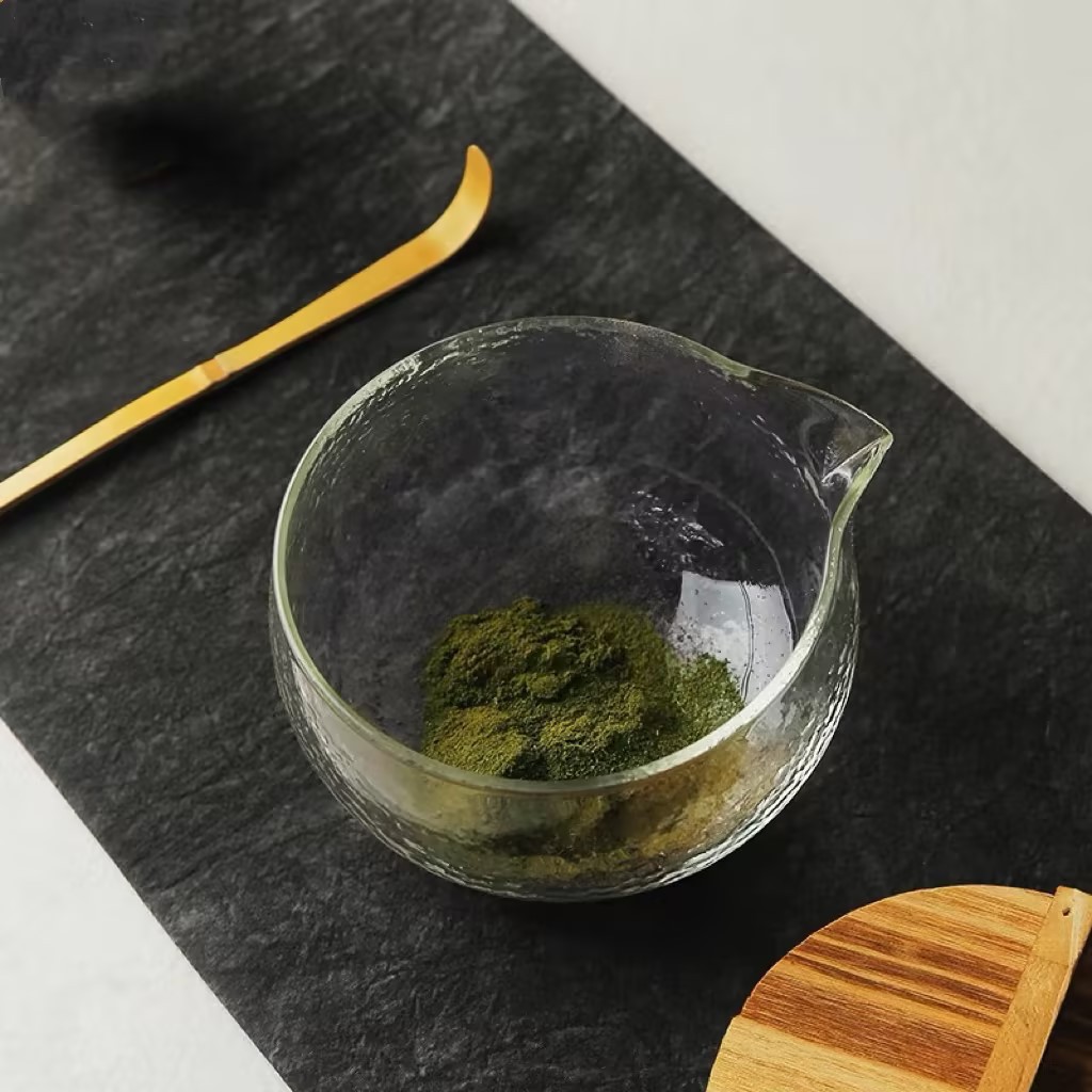 Japanese Style Matcha Bowl Hammer Pattern Glass Tea Bowl Glass Bowl Tea Set Accessories Song Dynasty Tea Ordering Tools Transparent Glass Bowl