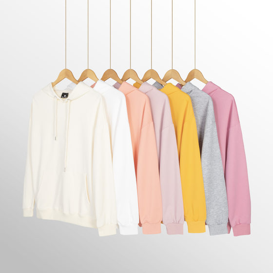 Cross-border Amazon for Spring and Autumn Shoulder Loose Solid Color Hooded Sweater Men's and Women's Couples Pullover Long-sleeved Shirt