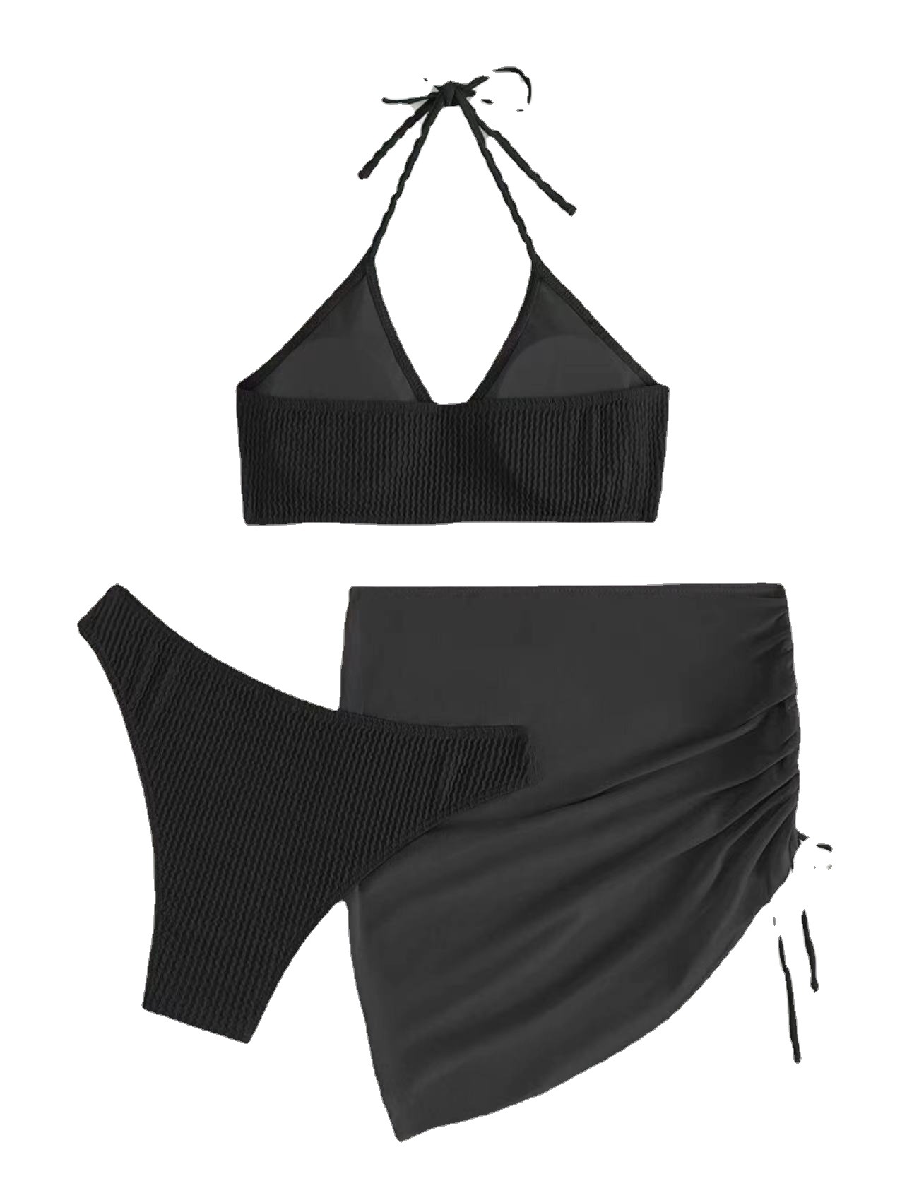 2022 Amazon summer hollow spot solid color size foreign trade split three-piece swimsuit, bikini