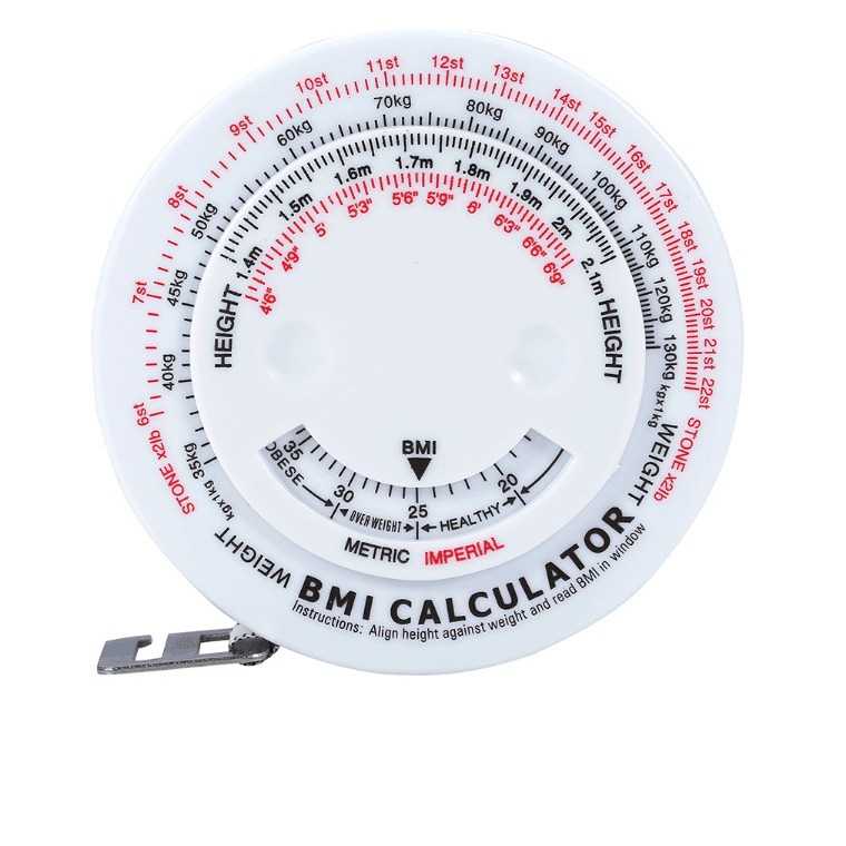 Wholesale Supply round BMI tape fat measuring tape waist ruler foreign trade 57g
