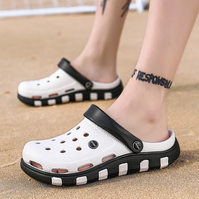 Cross-border 2025 summer two-wear sandals and slippers men's trendy outdoor beach couples Korean men's hole shoes women wholesale