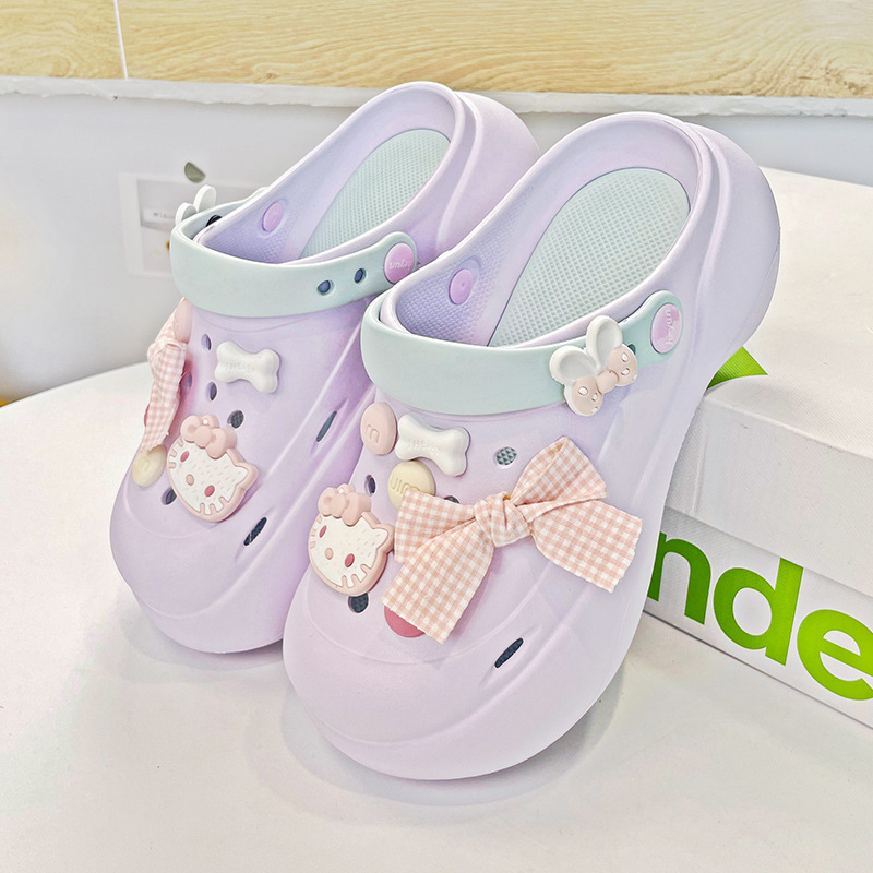 Women's hole shoes for outdoor wear new thick-soled cute cartoon poop feeling home outdoor beach shoes sandals for women