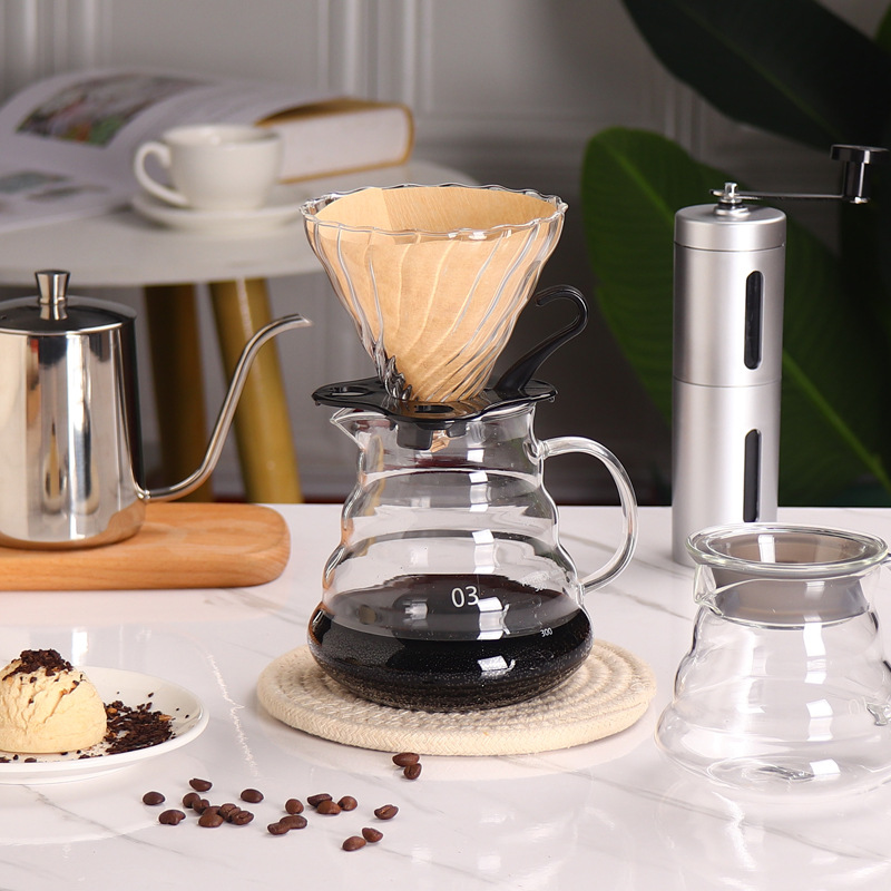 Teflon coffee pot drip coffee filter cup coffee bean grinder hand glass sharing pot cloud pot wholesale