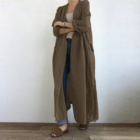 Cross-border Autumn New Casual Long-sleeved Shirt Dress All-match Long Coat Jacket