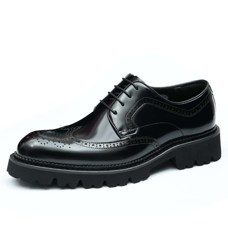 [vip for] patent leather bright leather shoes men's increased thick-soled formal wear business leather British carved brogue