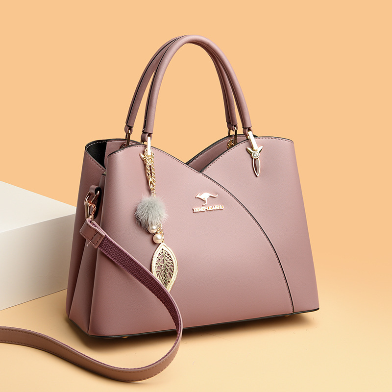 2023 Spring and Summer Women's Bag Stitching Geometric Middle-aged Mother's Handbag Simple All-match Large Capacity Women's Shoulder Bag