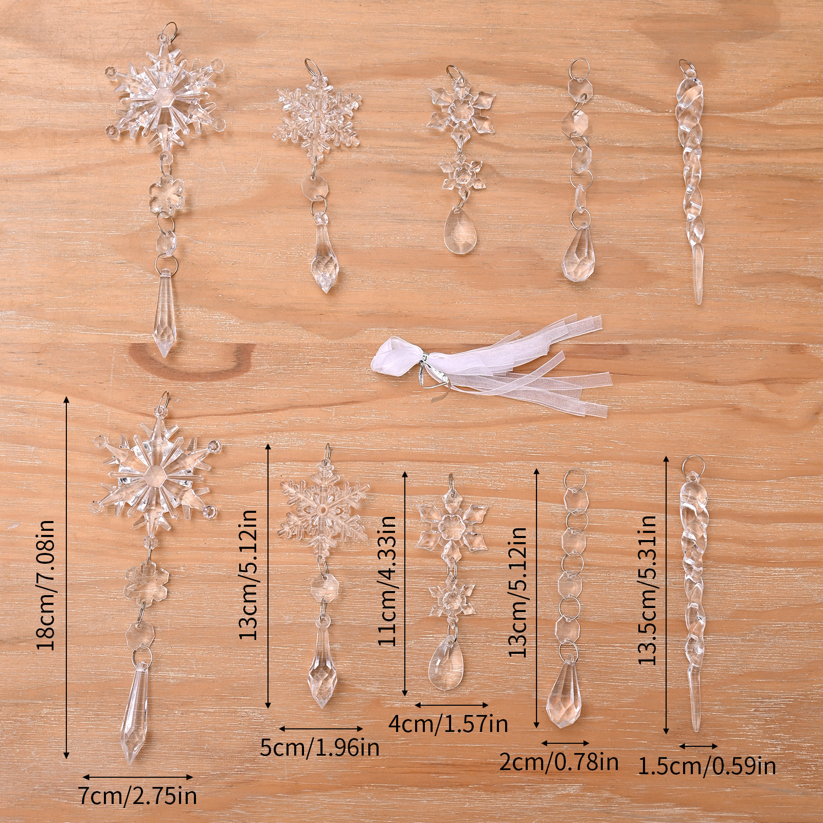 Haube Nei Chrëschtdekoratioun Chrëscht Äissträifen Transparent Schnéiflack Äisrand Acryl Äiscorn_voghion.com