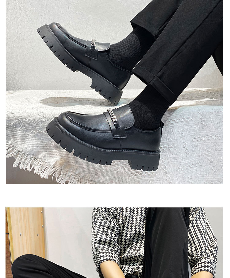 Lefu Shoes Men's 2021 New Thick-soled Leather Shoes British-style Increased Round Toe Slip-on Lazy Shoes 2137-T_voghion.com