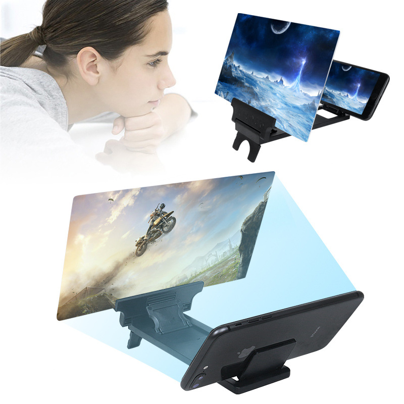 F06 mobile phone screen amplifier HD magnifying glass folding desktop stand multi-function reader cross-border
