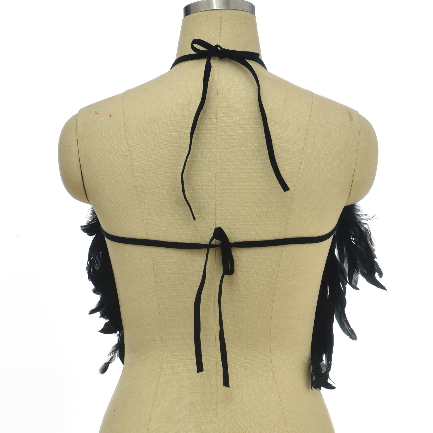 Cross-border new foreign trade supply bellyband one-piece hanging neck back fun feather harness underwear O0888