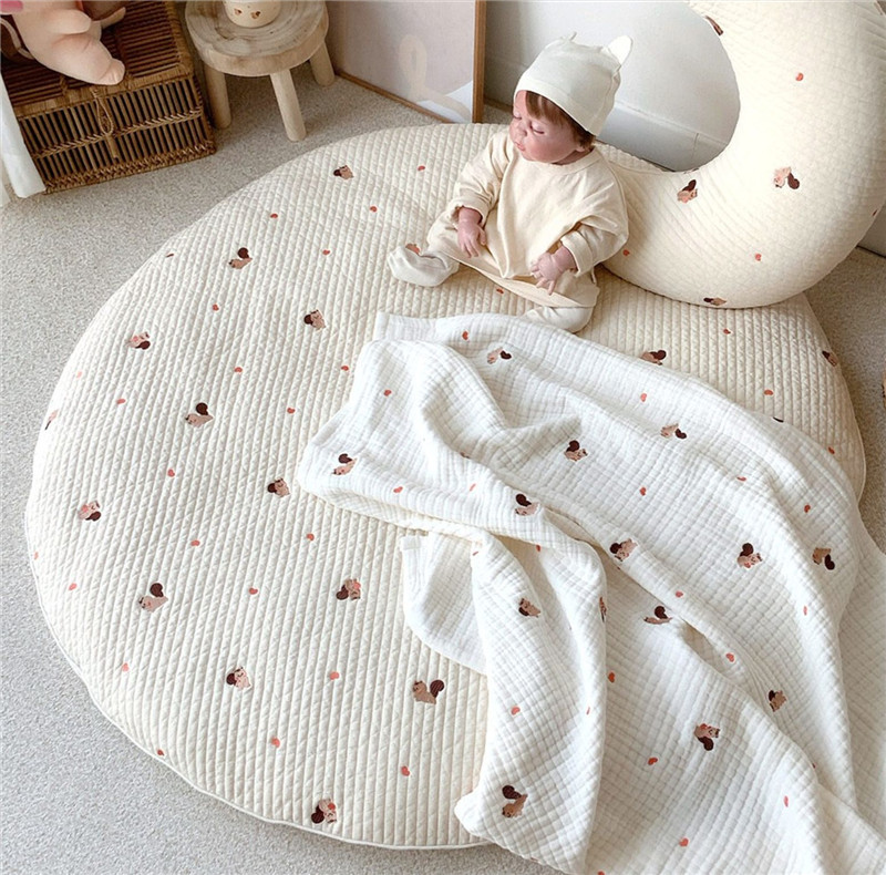 INS Korean Baby Round Crawling Mat Game Mat Removable and Washable Floor Mat Exquisite Embroidered Baby Tent Carpet
