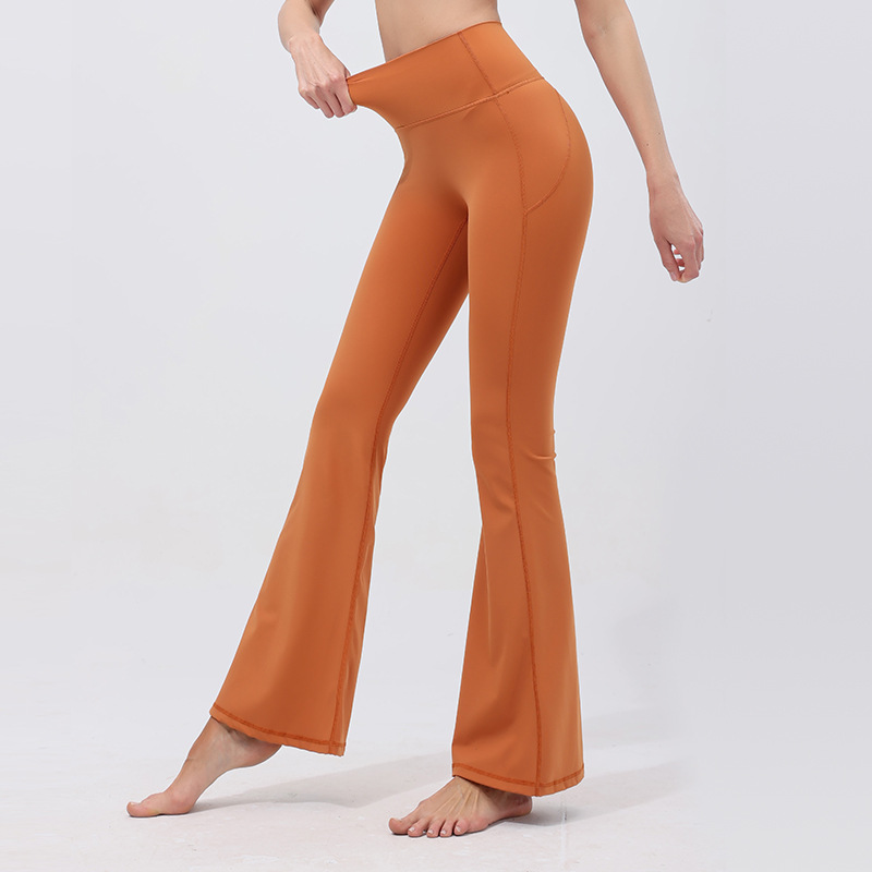 Naked seamless fitness horn wide leg pants no embarrassment line peach hip casual pants sports running yoga pants women