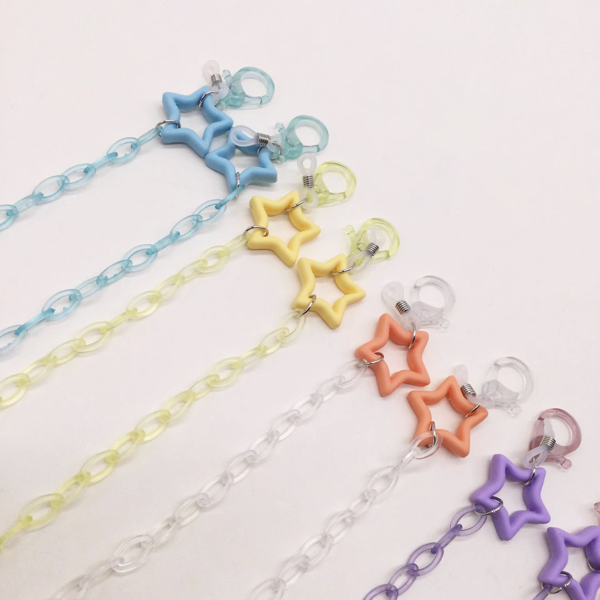 Fashion five-pointed star transparent chain Qingxin cute multi-purpose eye chain mask chain hat chain necklace