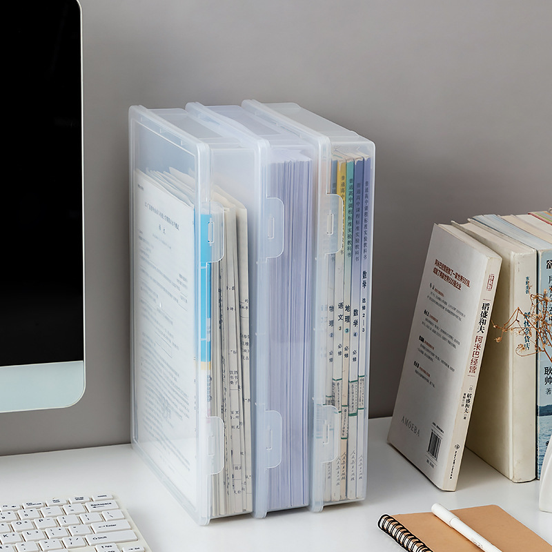 Benabang head stationery storage box pencil book storage box can be stacked vertically transparent visual organizing box