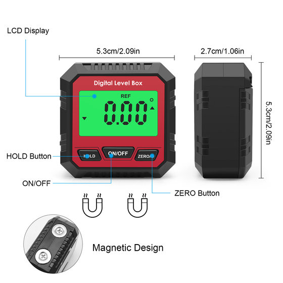 Cross-border electronic digital display inclinometer magnetic horizontal angle ruler mini protractor slope meter angle measurement