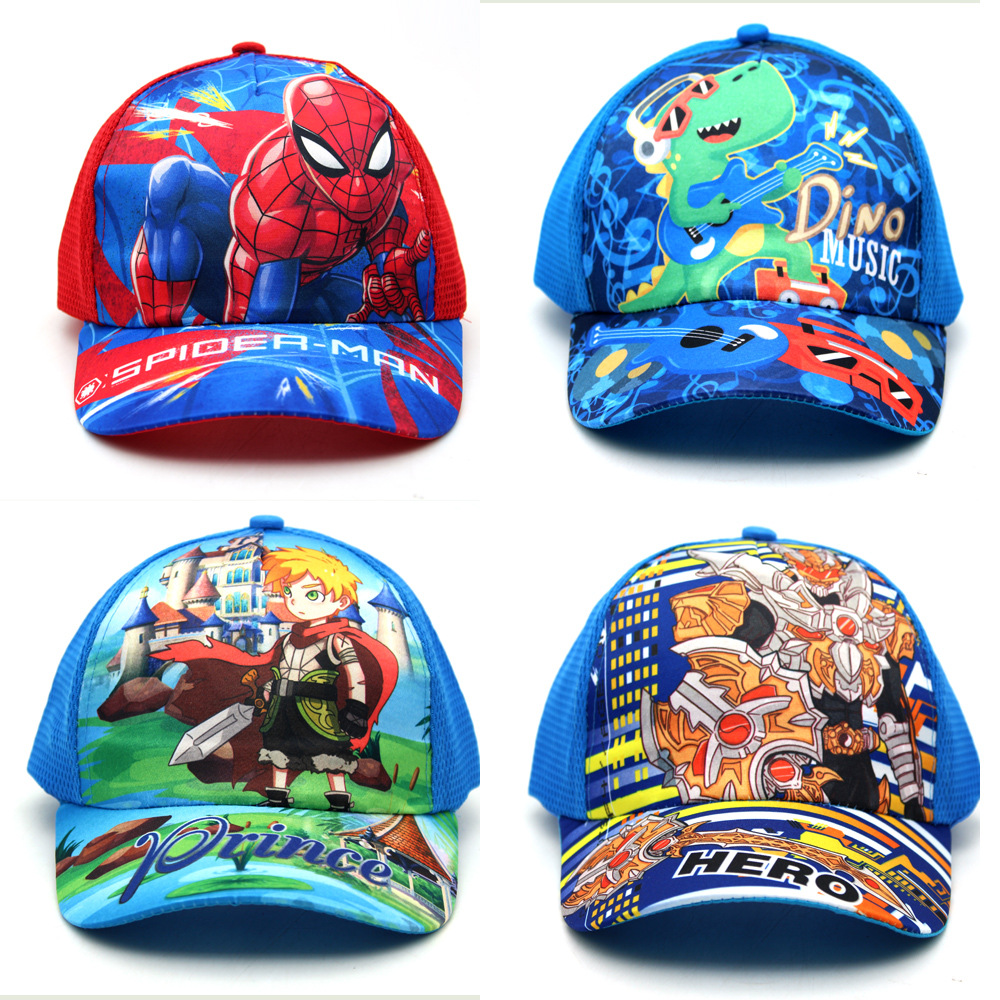 儿童新款卡通帽子夏季遮阳太阳帽网帽恐龙防晒鸭舌棒球帽厂家直售