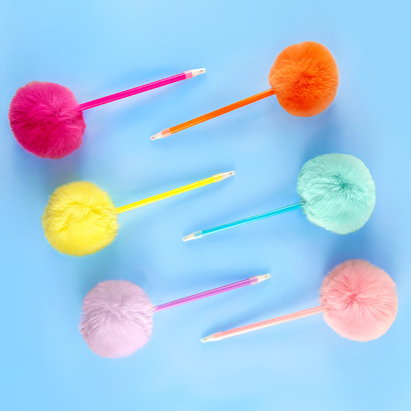 Creative new brush cute plush gel pen manufacturers wholesale imitation Rex rabbit brush pen gift pen ball pen