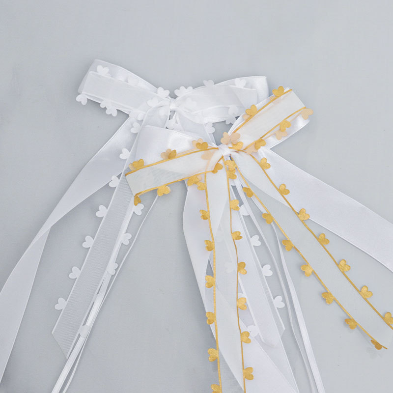 Valentine's Day gift love ribbon bow wedding car rearview mirror decoration heart-shaped ribbon bow