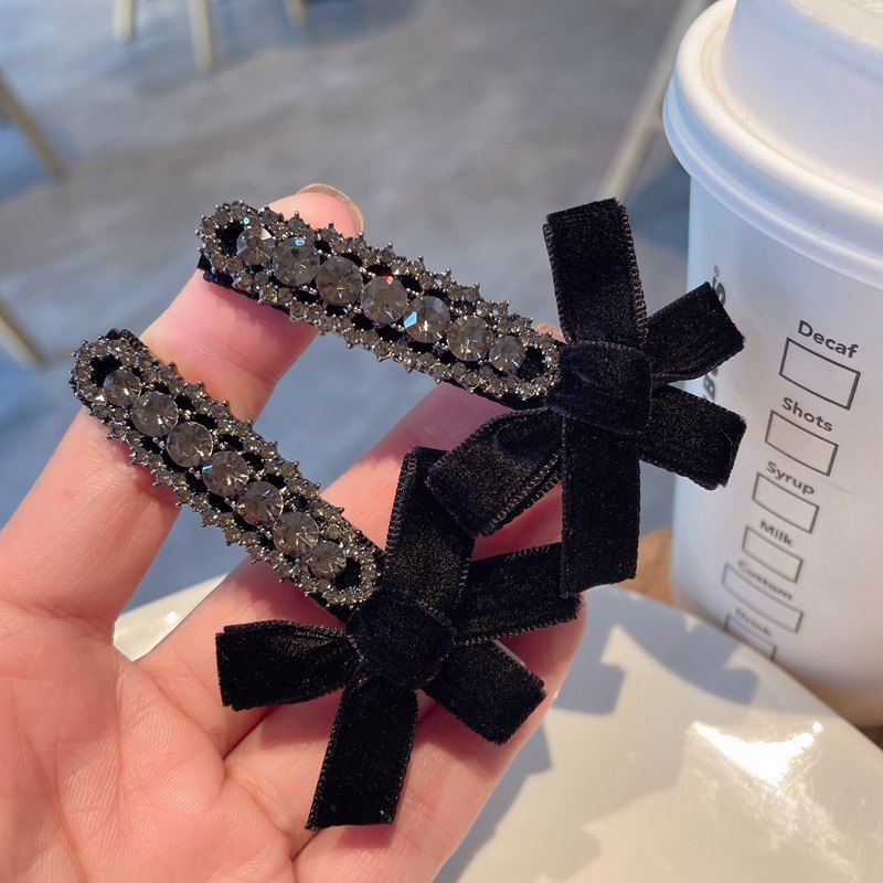 Pince à bec de canard en velours de haute qualité, pince à frange en strass Super Flash, petite épingle à cheveux, accessoires pour cheveux à clip latéral tout-assorti à la mode_voghion.com