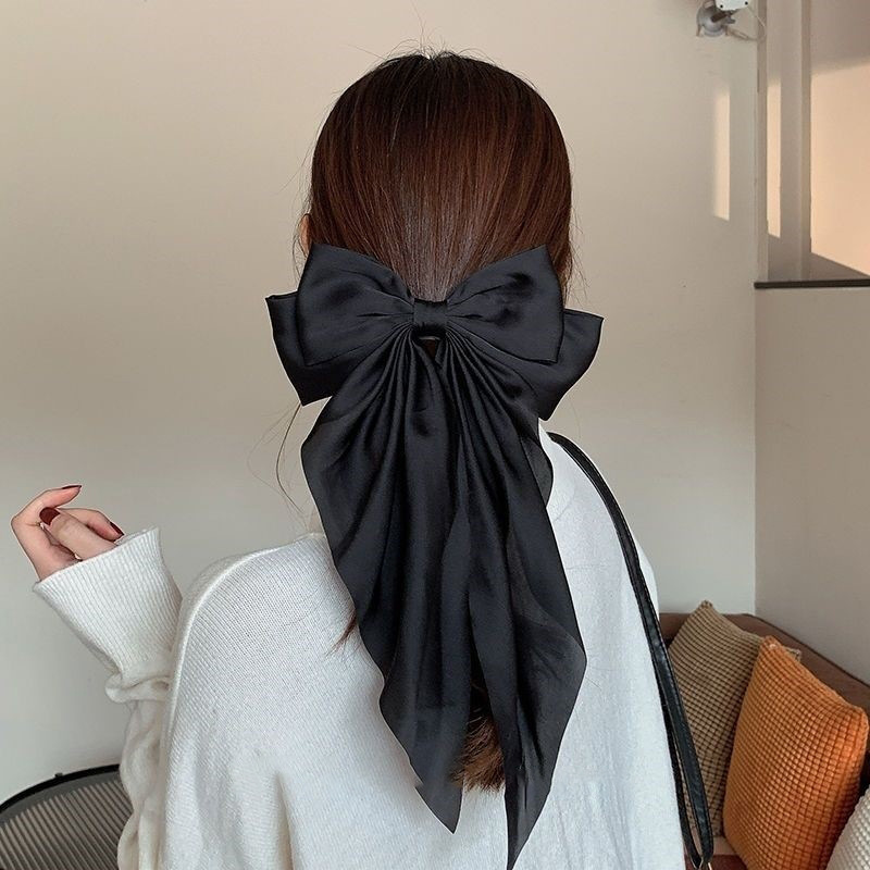 Yang Zi Same Style Large Bow Hairpin Ribbon Hair Accessories Korean Style Elegant Back of Head Hairpin Girl Top Clip Headwear