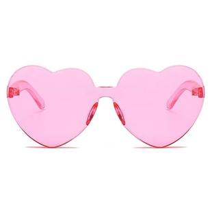 Heart Sunglasses Love Sunglasses Jelly-colored Rimless Heart-shaped Glasses Dazzling Color Glasses