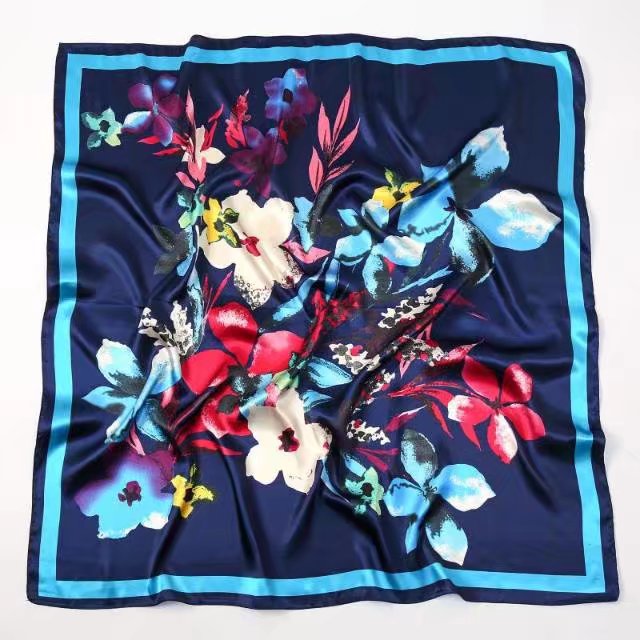 Cross-border new satin imitation silk printed fabric 60*60 small square scarf spring, summer, autumn and winter all-match Fashion Scarf