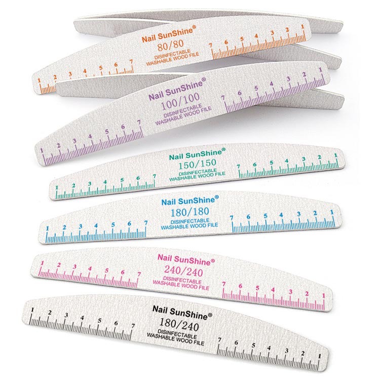 nailsunshine ruler cross-border nail beauty surface polishing rubbing gray and white sandpaper half moon nail file