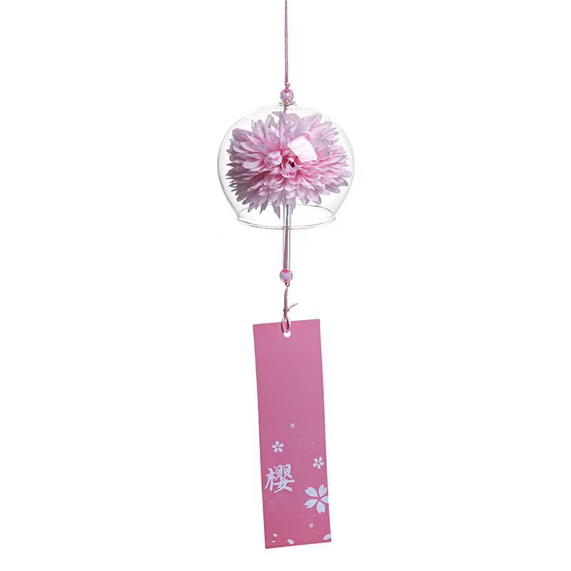 Flower wind chimes Japanese style glass outdoor waterproof card celebration artificial flower glass cover ornaments decoration scenic spot gift