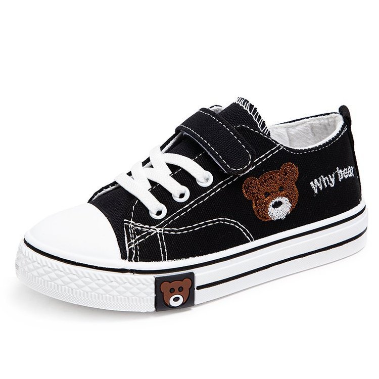 Children's shoes foreign trade 2023 children bear canvas shoes fashion students small white shoes boys and girls Velcro board shoes wholesale
