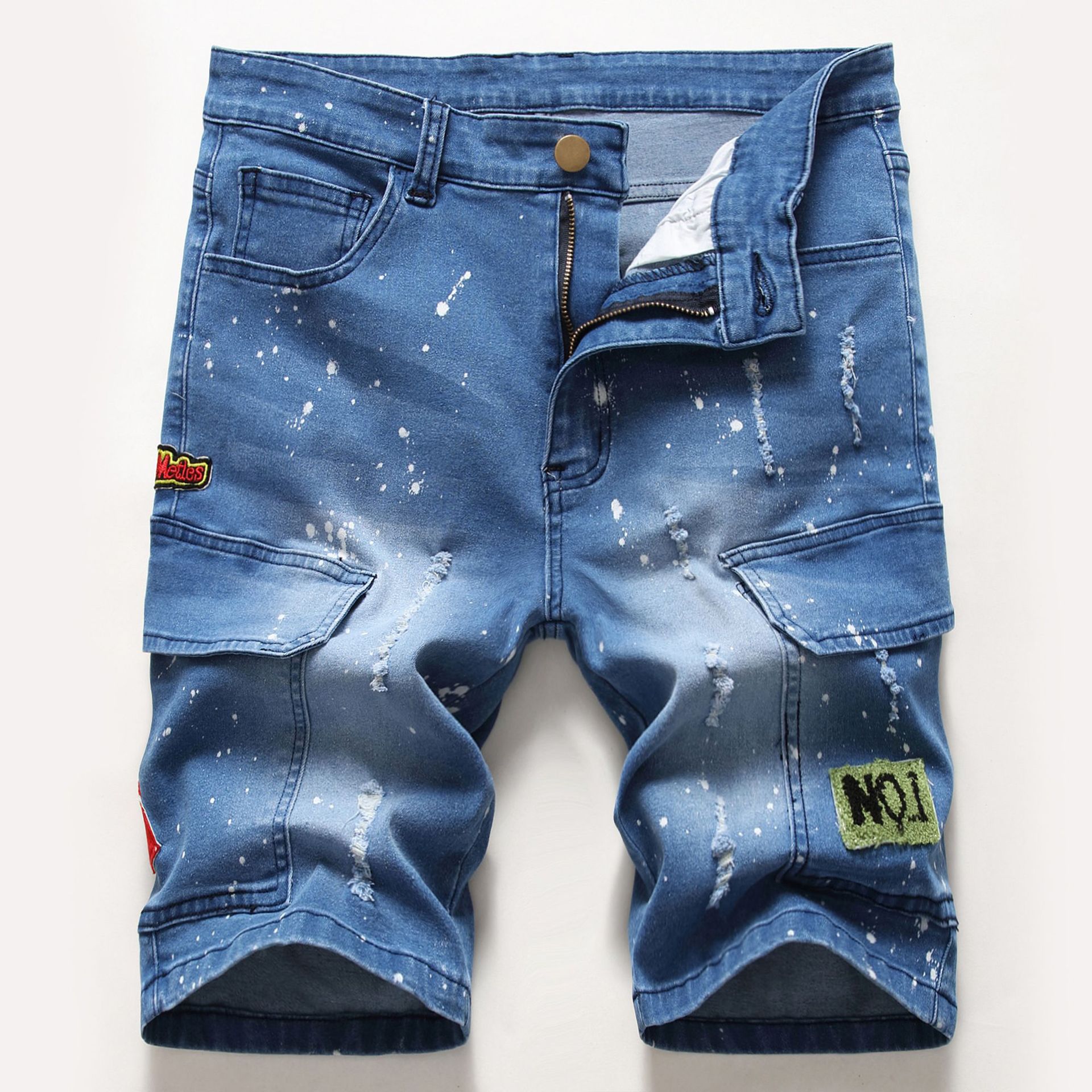 2021 European and American Men's Jeans New Ripped Slim-fit Men's Shorts Cross-border Trade Men's Casual Shorts Trendy