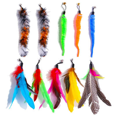 Spot new cat stick replacement feather head Pearl butterfly fish Caterpillar cat stick accessories replacement feather