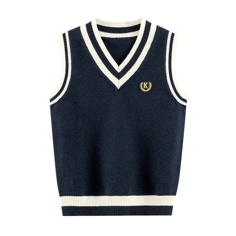 2023 new medium and large children boys' vest autumn and winter big children's cotton knitted vest school uniform autumn and winter fashion wholesale