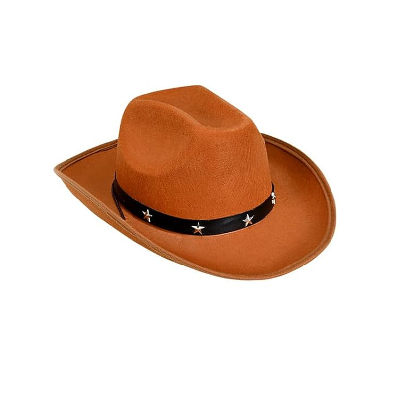 Amazon взрывы производителей в наличии пятиконечная звезда заклепка Western Cowboy Hat фестиваль Карнавальная Вечеринка рыцарь вдоль шляпы