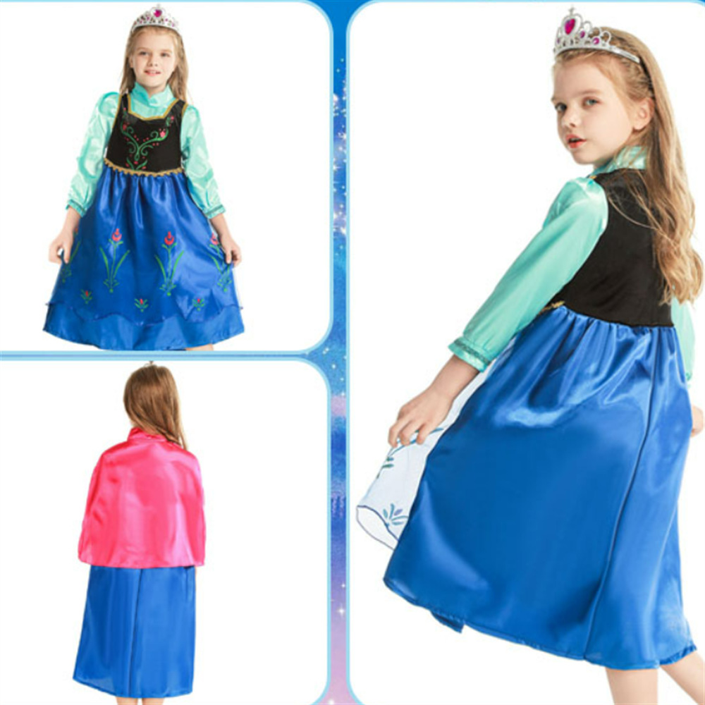Frozen Foreign Trade children's clothing dress + shawl Anna princess dress cos clothing girls' birthday dress