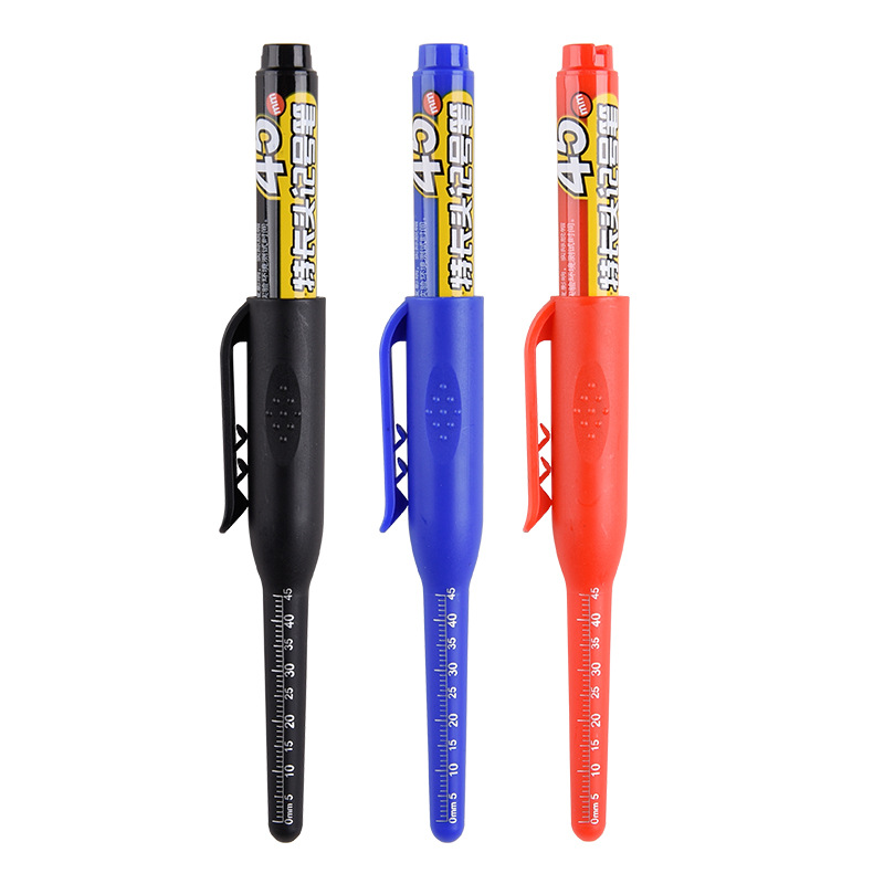 45mm long head marker pen can add ink oil-based waterproof woodworking door lock site deep hole line marking pen