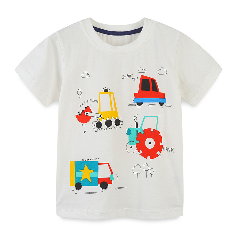 夏季新品中小童短袖T恤欧美风针织棉卡通圆领宝宝T恤衫一件代发