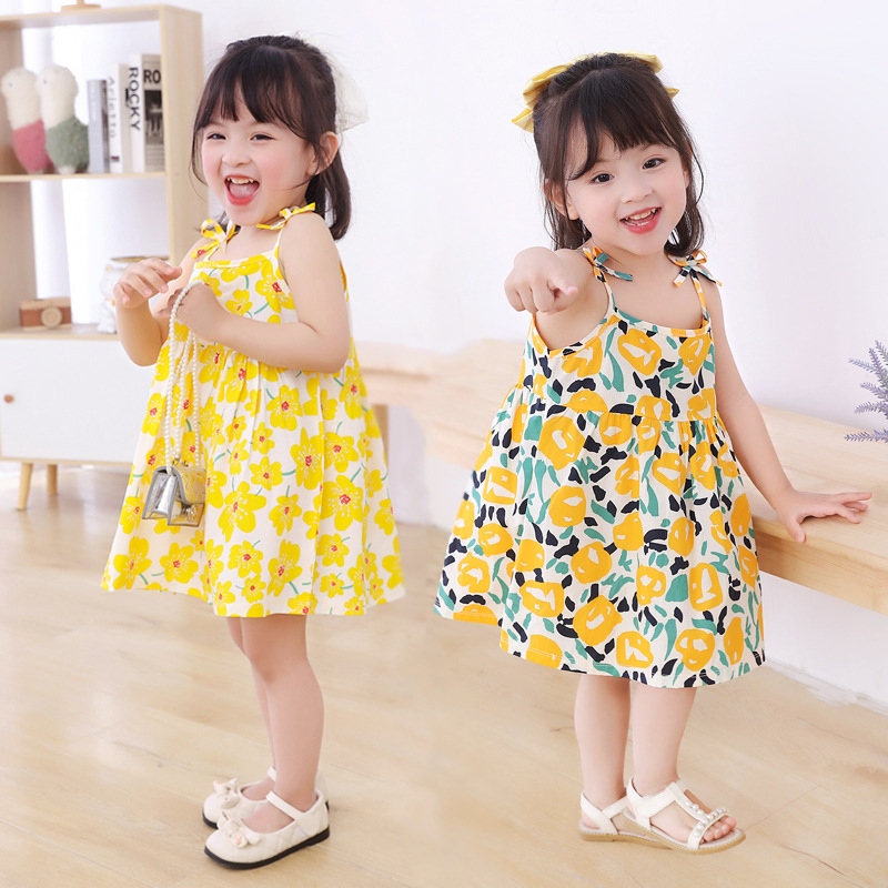 2025 Summer Girl's Skirt Children's Ins Style Princess Slip Skirt Girl's dress New Children's Dress Floral Dress