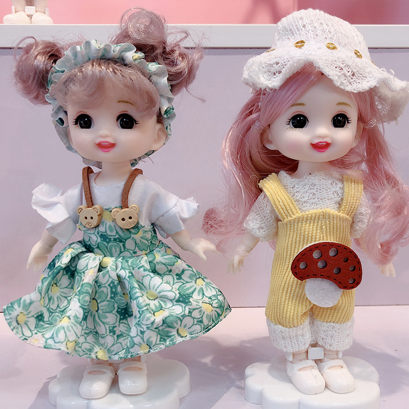 16cm8 points bjd Princess 6-inch dress doll Denim wedding dress ob11 clothes top shorts girl accessories