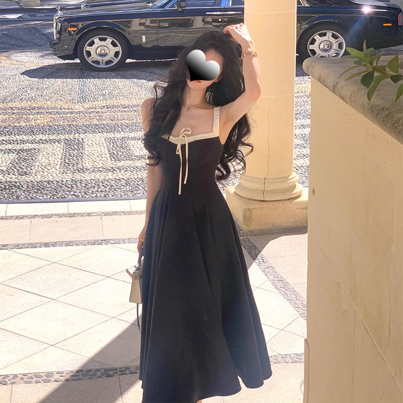DIANRUO Blue and White Porcelain Two-color Large Swing Dress Chinese Style Waistband Gentle Long Dress for Summer