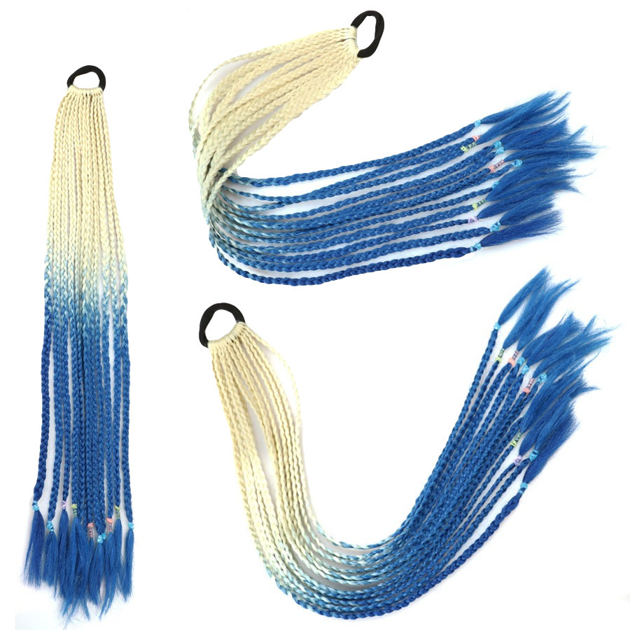 Dirty Braid Wig High Ponytail Hip-Hop Double Ponytail Dirty Braid Color Gradient Braiding Artifact Tie Twist Long Braid