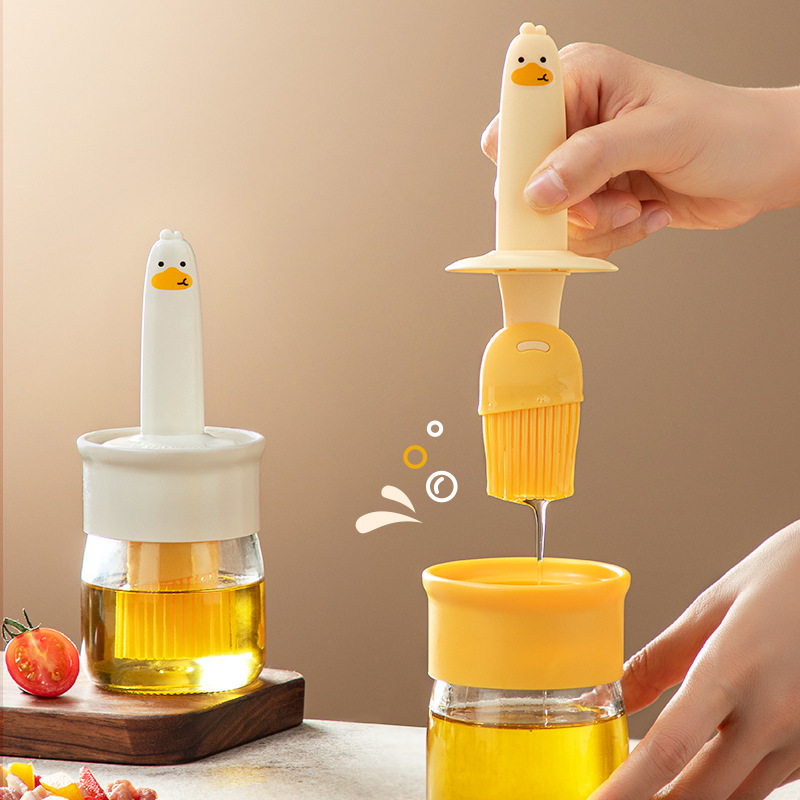 Silicone Oil Brush Household High Temperature Resistant Oil Brush Brush with Bottle Sub-pack Oil Pot Outdoor Barbecue Oil Brush Integrated Oil Brush Bottle