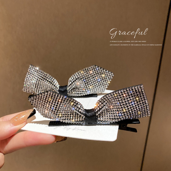 High-grade Rhinestone Bow Headwear Hairpin Women's Summer Side Cyber Celebrous Side Clip Hairpin Hair Accessories 2021 New Style for Women