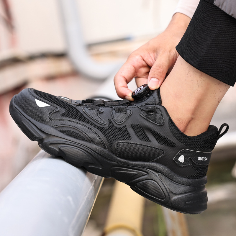 Labor Protection Shoes Anti-smashing Anti-piercing Smart Shoe Buckle Lace-free Wear-resistant Comfortable Summer Safety Protection Work Shoes