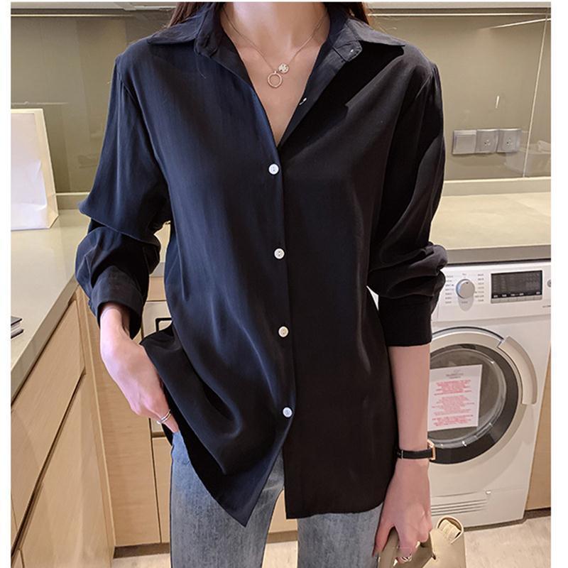 Free Shipping White Shirt Women's 2021 Spring and Summer Korean Style Design Sense Niche Large Size Loose Professional Suit Base Shirt Chiffon