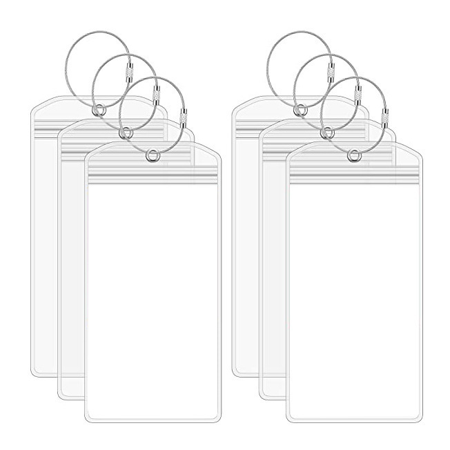 New green luggage tag vertical transparent sealed waterproof ID card holder badge work tag PVC