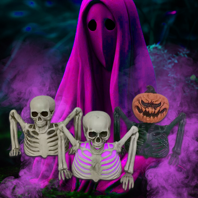 New Halloween haunted house decoration electric half-body luminous skull trick horror toy thriller props wholesale