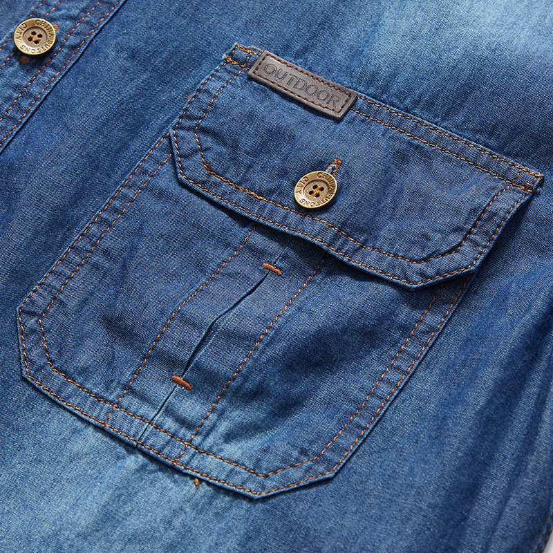 Cross-border Amazon Summer Short-sleeved Denim Shirt Men's European Size Men's Workwear Short-sleeved Shirt Denim Clothes