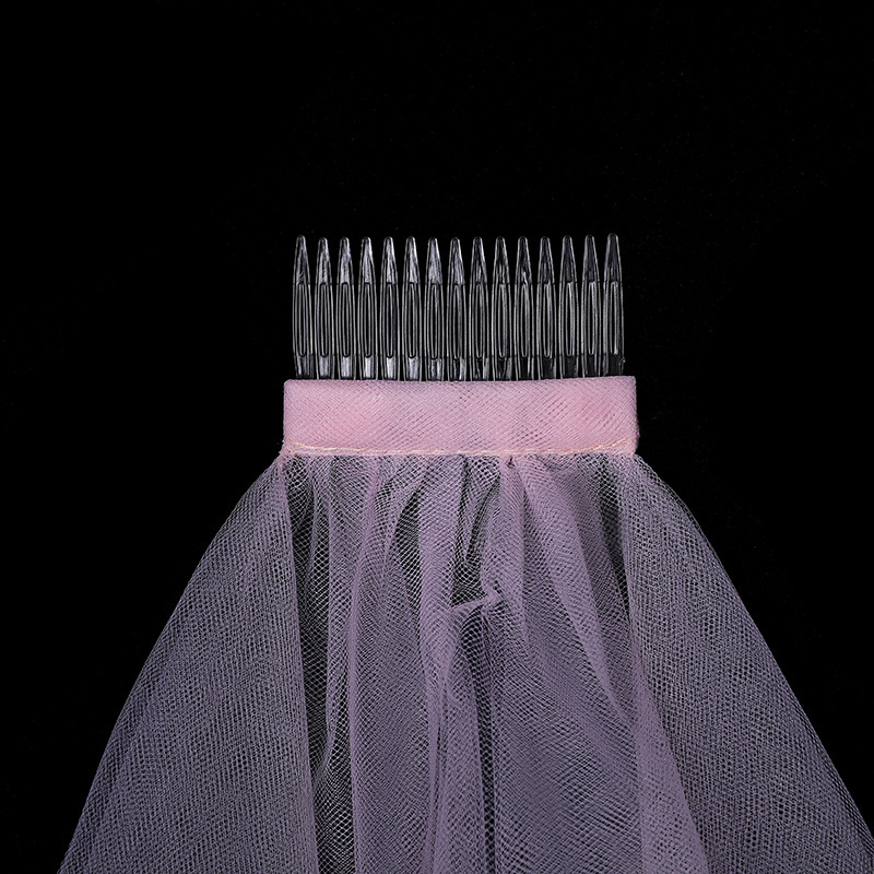 Bridal wedding yarn double-layer satin ribbon black edging multi-layer red yarn plus hair comb headdress factory direct supply