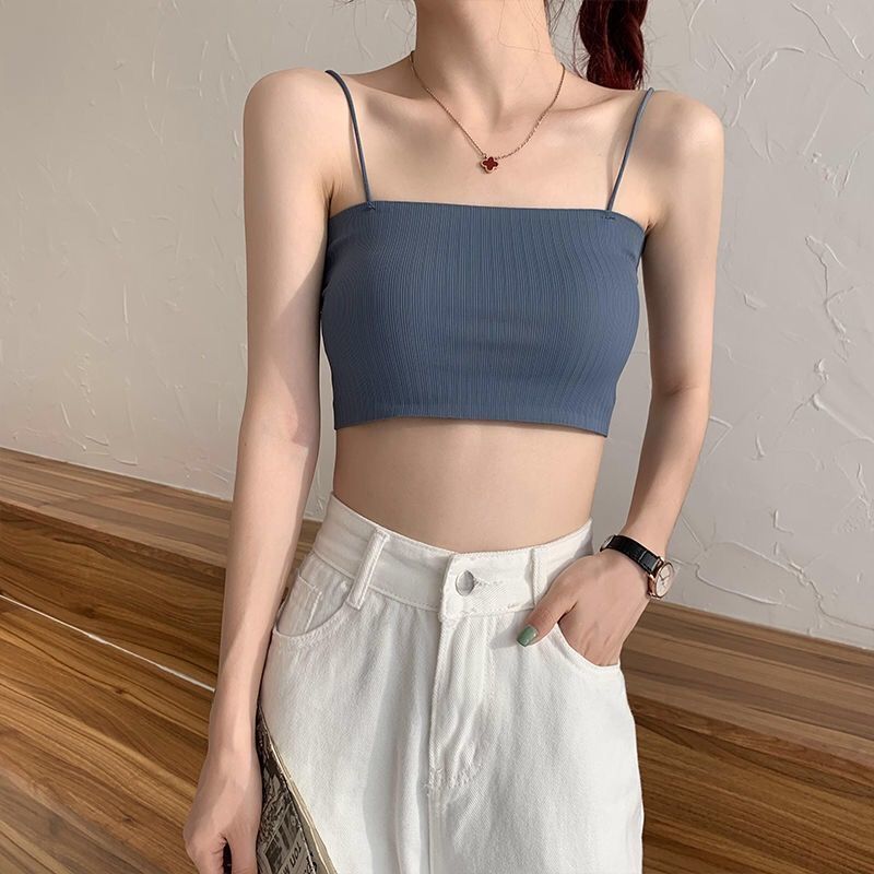 New Ice Silk Sling Tube Top Beautiful Back Anti-walking Light Show Small Chest Base Wrapped Chest Underwear Women's Korean Style Girls' Bra